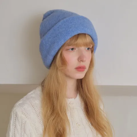 Women Winter Wool Blend Solid Color Beanie Knit Hat Cuffed Thick Warm Soft Ribbed Skull Cap Casual Daily Fashion Accessory