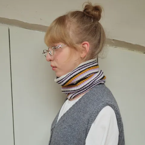 Scaldacollo a Righe in Maglia per Uomo Donna Misto Lana Invernale Caldo Sciarpa a Tubo a Coste Accessorio per Ciclismo
