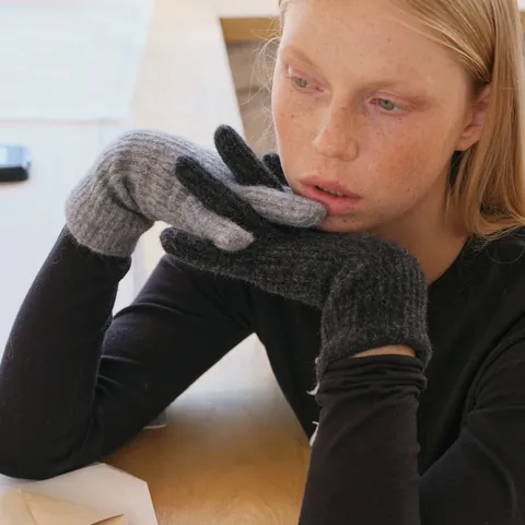 Guanti in Maglia Misto Lana da Donna in Pelo di Coniglio Caldi Invernali Compatibili con Touchscreen Tinta Unita Minimalisti Morbidi