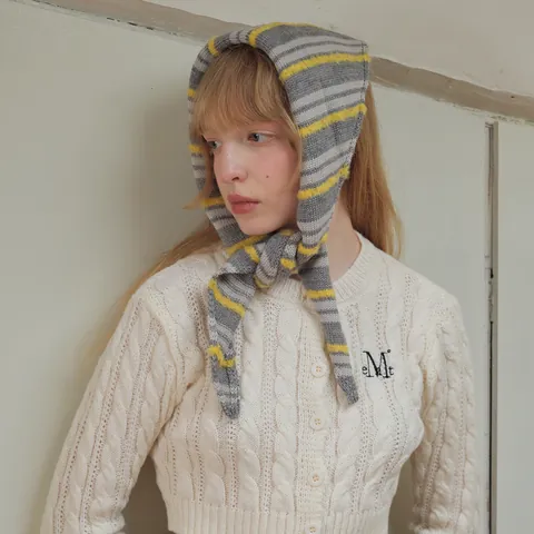 Korean Style Knitted Striped Triangular Scarf For Women Cute Winter Warm Acrylic Scarf Neck Warmer Fashion Bandana Headscarf