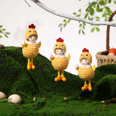 Handmade Easter Plush Chicken Girl Hanging Ornament With Colorful Eggs For Spring Home Party Festive Decorations Gift