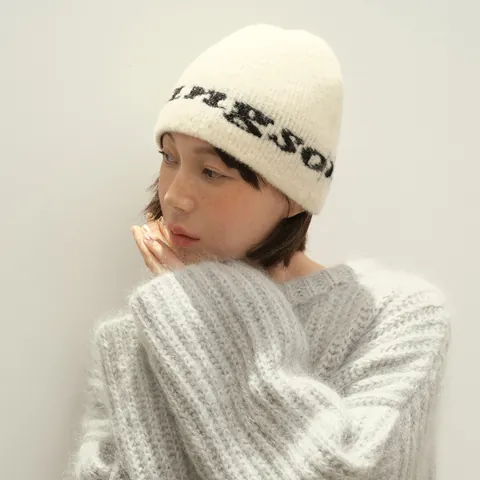 Damen Winter Warm Wollmischung Beanie Mütze Buchstaben Jacquard Nahtlos Weich Strickmütze Koreanischer Stil Minimalistisch Hut