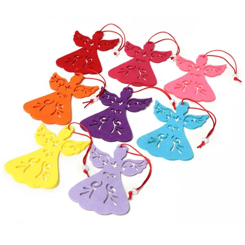 Christmas Tree Hanging Ornaments Non-Woven Felt Hollow Angel Shape Festive Holiday Party Home Decor Colorful