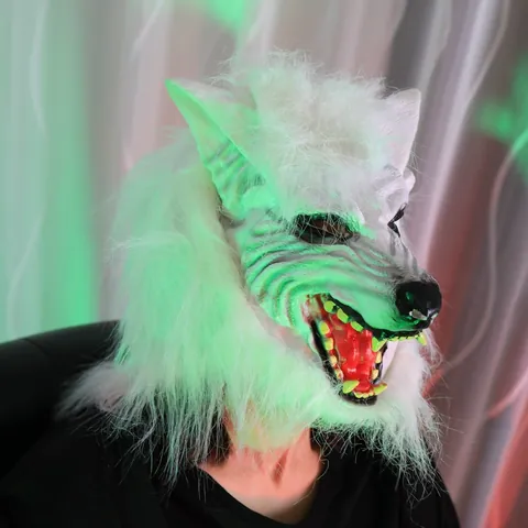 Máscara Realista de Cabeza de Lobo Con Piel Terror Halloween Disfraz de Hombre Lobo Máscara de Vinilo para Cosplay