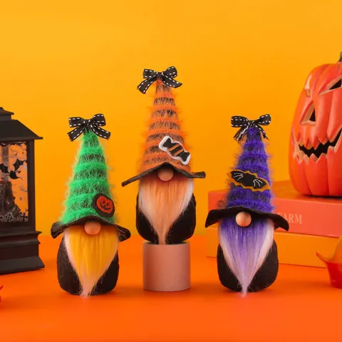 Halloween Gnome Faceless Doll Decoration Striped Pointed Hat Long Beard Gnomes Ornaments For Home Party Desktop Decor