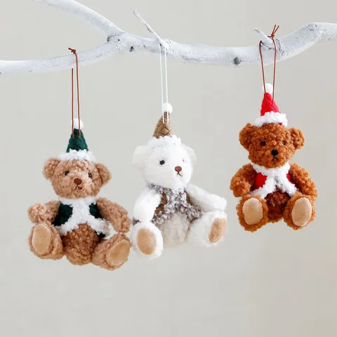 Decorazioni Appese a Forma di Orsetto di Peluche Natalizio Con Cappello e Gilet per Decorazioni per Alberi di Natale Regalo