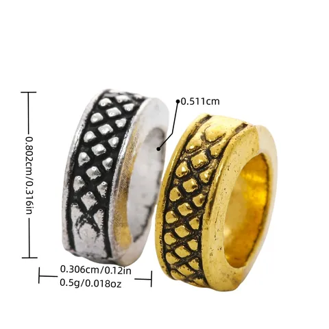 Retro Legierung Rautenmuster Großes Loch Perlen Antik Gold Silber Zwischenperlen Für DIY Armband Halskette Schmuckherstellung