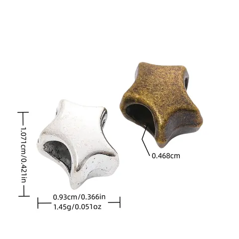 Vintage Legierung Sternform Großlochperlen Antik Silber Bronze Sternzwischenperlen Für DIY Schmuckherstellung Armband Halskette Zubehör