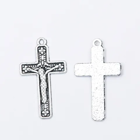 Ciondoli Croce Crocifisso di Gesù in Lega Vintage Bronzo Argento Antico Pendenti Religiosi per Fai da Te Creazione Gioielli
