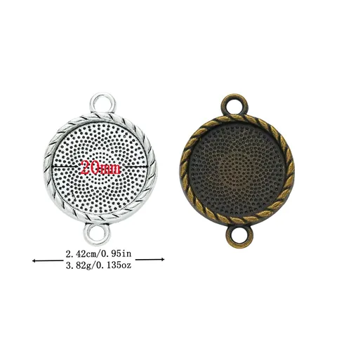 Fournitures Bijoux DIY Alliage de Zinc Connecteurs Pendentifs Ronds Finition Bronze Argent Antique Double Boucle Artisanat