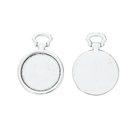 Vintage Alloy Round Pendant Base Tray Antique Bronze Silver Blank Bezel Settings For DIY Jewelry Making Crafts Pendant