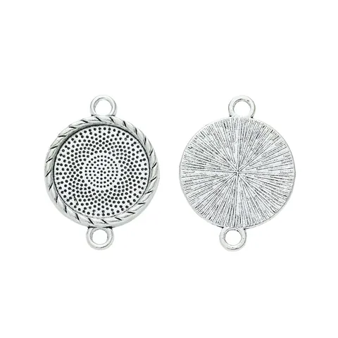 Fournitures Bijoux DIY Alliage de Zinc Connecteurs Pendentifs Ronds Finition Bronze Argent Antique Double Boucle Artisanat