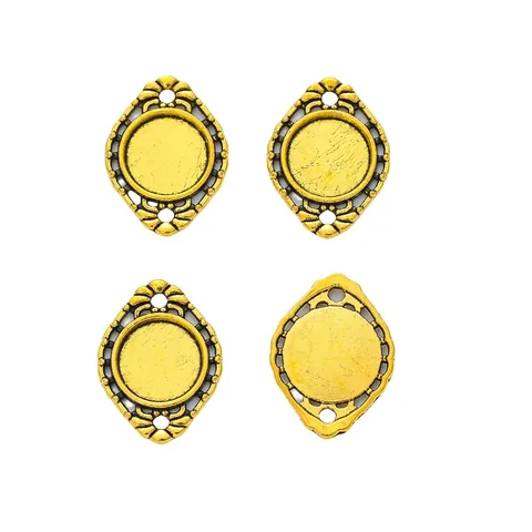 Vintage Zinklegering DIY Sieraden Hanger Basis Ronde Tray Holle Diamant Frame Voor Ketting Maken Accessoires