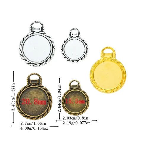 Vintage Zinc Alloy Round Bezel Tray Pendants For DIY Jewelry Making Tower Pattern Time Gem Base Hanging Accessories For DIY Craft Necklace