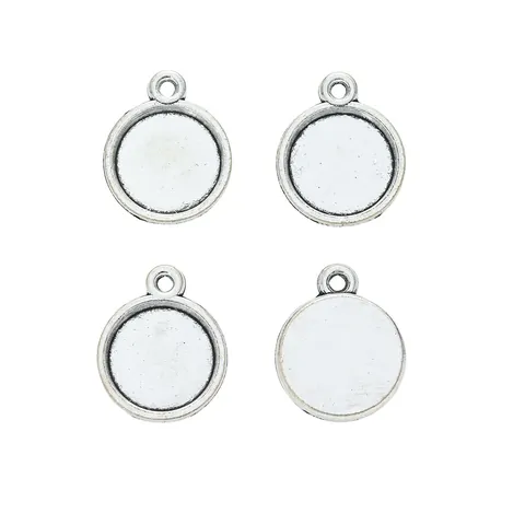 DIY Ronde Zinklegering Hanger Bakje Basis 12mm Cabochon Instelling Sieraden Maken Benodigdheden Voor Ketting Armband Craft