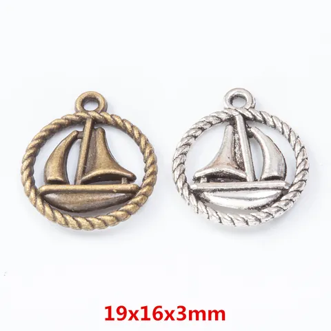 Vintage Zeilschip Zinklegering Hanger Charms Voor DIY Sieraden Maken Antiek Brons Zilver Zeilboot Hanger Zonder Ketting