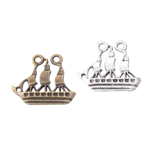 Vintage Legering Zeilboot Bedeltjes Voor Sieraden Maken DIY Antiek Brons Zilver Zeilschip Pendants Knutselaccessoires