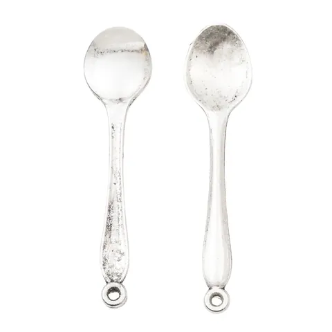 Vintage Alloy Mini Spoon And Fork Pendants For DIY Jewelry Making Retro Antique Bronze Silver Metal Charms Accessories