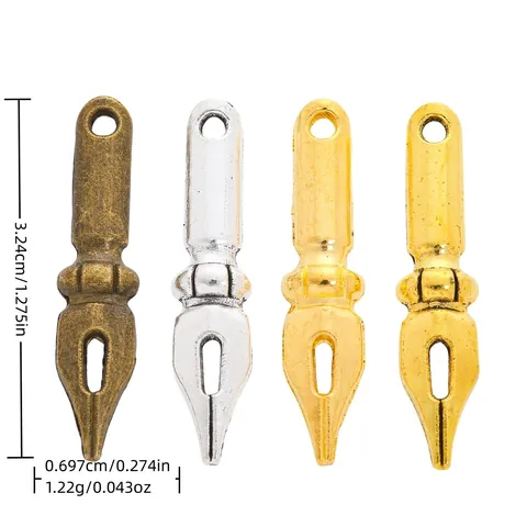 Vintage Alloy Pen Nib Charms DIY Jewelry Making Accessories For Necklace Bracelet Pendants Antique Bronze Silver Gold