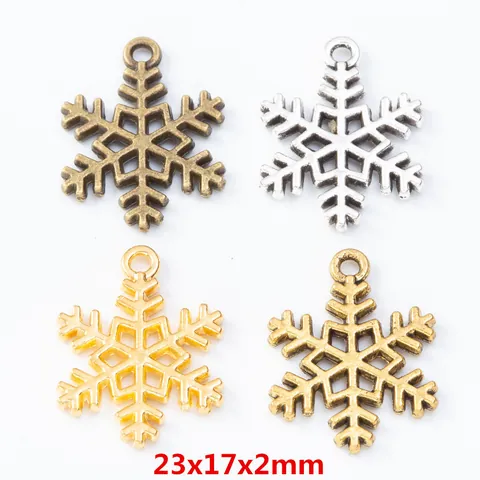 Vintage Legierung Schneeflocke Anhänger Weihnachtsanhänger für DIY Schmuckherstellung Handwerk Antik Gold Silber Bronze Winter Deko