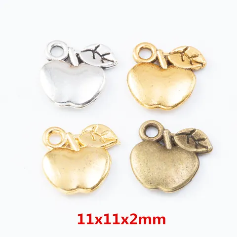 DIY Retro Alloy Apple Pendants Metal Fruit Shape Charms With Leaf For Jewelry Making Crafting Accessories Findings