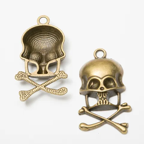 Vintage Zinc Alloy Skull Crossbones Pendants For DIY Jewelry Making Antique Bronze Silver Metal Charms Accessories