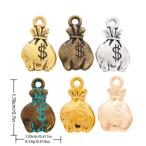 Vintage Alloy Money Bag Charms Dollar Sign Pendants For DIY Necklace Bracelet Jewelry Making Crafting Findings