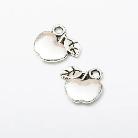 DIY Retro Alloy Apple Pendants Metal Fruit Shape Charms With Leaf For Jewelry Making Crafting Accessories Findings