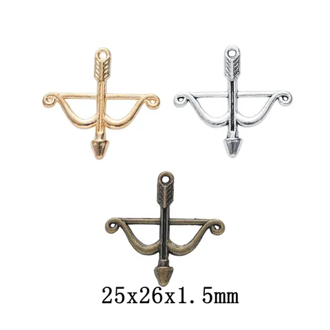 Vintage Alloy Bow And Arrow Pendant Charm For DIY Jewelry Making Antique Bronze Silver KC Gold Electroplated Jewelry Findings