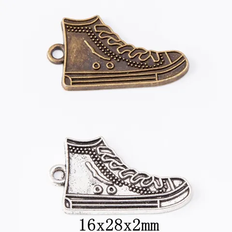 Pendentifs Chaussure Basket en Alliage de Zinc Vintage pour Fabrication de Bijoux DIY Charmes Forme Chaussure Toile Accessoires