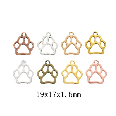 Vintage Zinc Alloy Animal Paw Print Charms Hollow Bear Footprint Pendants For DIY Jewelry Making Accessories Bracelet Necklace