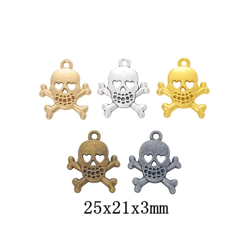Vintage Zinc Alloy Skull Crossbones Pendants Heart Shaped Eyes Gothic DIY Jewelry Making Accessories For Necklace Bracelet