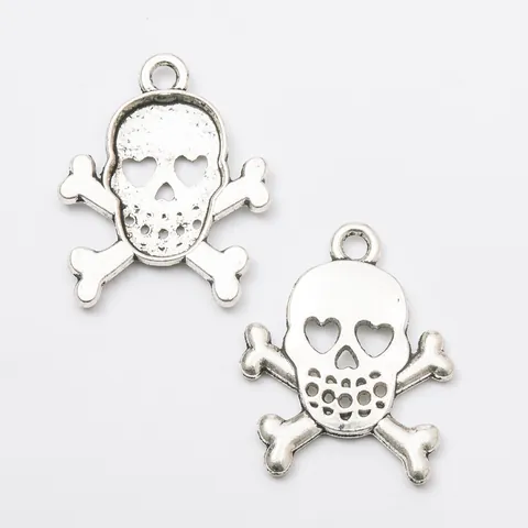 Vintage Zinc Alloy Skull Crossbones Pendants Heart Shaped Eyes Gothic DIY Jewelry Making Accessories For Necklace Bracelet