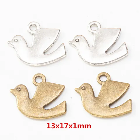 Vintage Alloy Peace Dove Bird Charms Pendants For DIY Jewelry Making Antique Silver Bronze Color Craft Findings Accessories