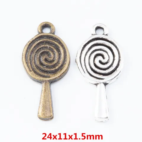 Vintage Alloy Lollipop Charms For DIY Jewelry Making Antique Bronze Silver Metal Pendants Handcrafted Crafting Accessory