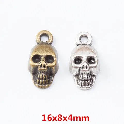 Retro Zinc Alloy Skull Charms For DIY Jewelry Making Vintage Antique Bronze Silver Skull Pendants For Necklace Bracelet Accessories