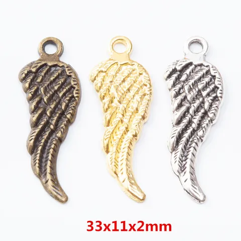 Vintage Alloy Wing Feather Pendants With S925 Stamp For DIY Jewelry Making Gold Silver Bronze Necklace Charm Accessory