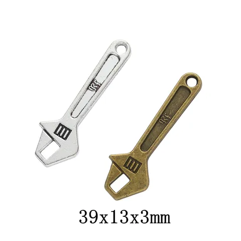 Vintage Zinc Alloy Wrench Charm Pendant For DIY Jewelry Making Keychain Findings Antique Silver Antique Bronze Industrial Tool Ornament