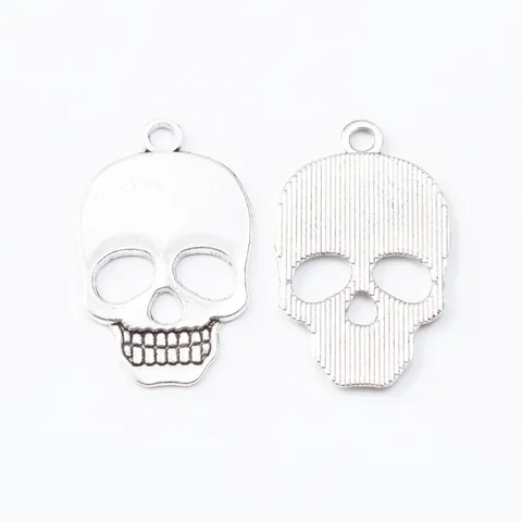 Vintage Alloy Skull Head Charms For DIY Jewelry Making Halloween Party Decor Antique Bronze Silver Metal Pendant Accessories