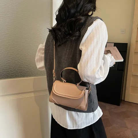 Borsa a Spalla Donna in Pelle PU Retrò Minimalista Tinta Unita Piccola Borsa a Tracolla Quadrata Cinghia Regolabile