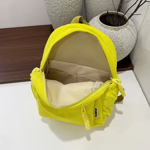 Women's Corduroy Mini Backpack Casual Vintage Solid Color School Bag Fashion Lightweight Travel Rucksack Daypack For Girls