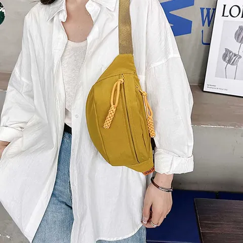 Dames Casual Nylon Borsttas Lichtgewicht Sportieve Crossbody Heuptas Met Verstelbare Riem Effen Kleur Tas Voor Dagelijks Reizen