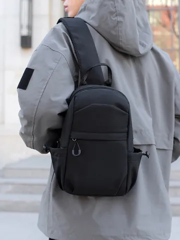 Bolso de Pecho Casual para Hombre Nylon Impermeable Bandoulière Mochila Cruzada Multibolsillos Viaje Diario Messenger Bag