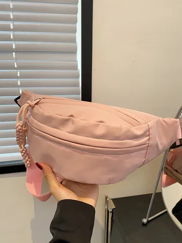 Damen Oxford Gewebe Brusttasche Leicht Lässig Große Kapazität Umhängetasche Gürteltasche Mit Verstellbarem Riemen Geflochtener Riemen