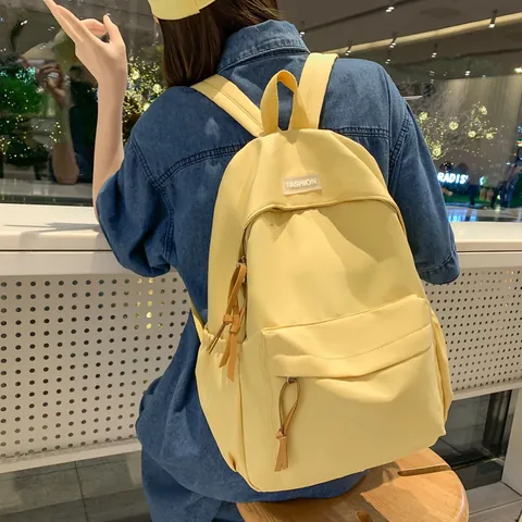 Minimalistisch Nylon School Rugzak Voor Dames Heren Lichtgewicht Effen Kleur Casual Reizen Daypack Voor 13 Inch Laptop