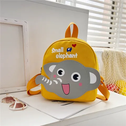 Kids Cartoon Animal Canvas Backpack Toddler Kindergarten School Bag Cute Elephant Rabbit Travel Rucksack For Boys Girls