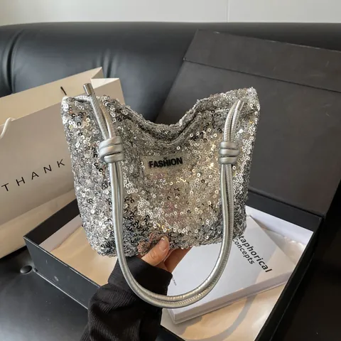 Sac Fourre-tout Mode Paillettes pour Femmes Grande Capacité Sac à Bandoulière Minimaliste Urbain Sac à Main Élégant