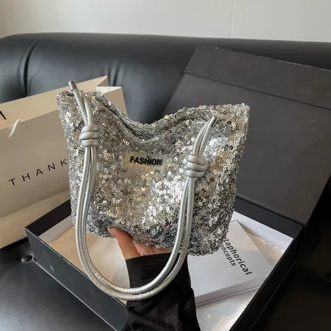 Sac Fourre-tout Mode Paillettes pour Femmes Grande Capacité Sac à Bandoulière Minimaliste Urbain Sac à Main Élégant