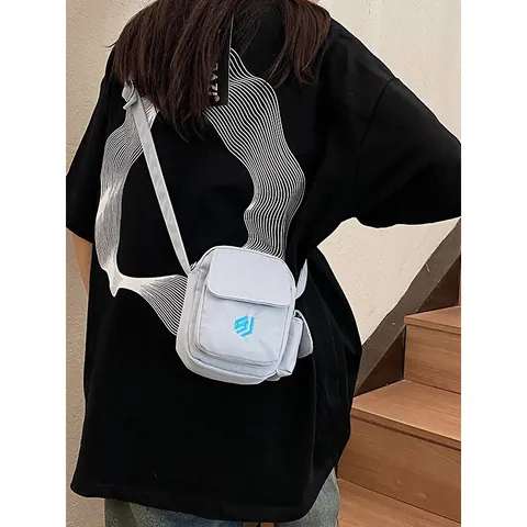 Mountain Outdoor Mini Crossbody Bag Women Men Lightweight Canvas Shoulder Mobile Phone Bag Flap Geometric Embroidery