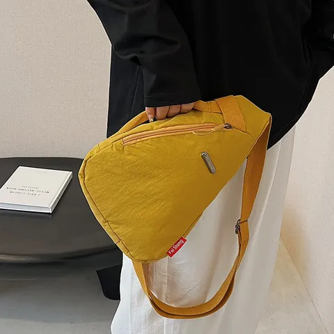 Japanese Style Nylon Sling Bag Lightweight Minimalist Chest Bag Solid Color Crossbody Bag For Men Women Travel Casual Outdoor Bag